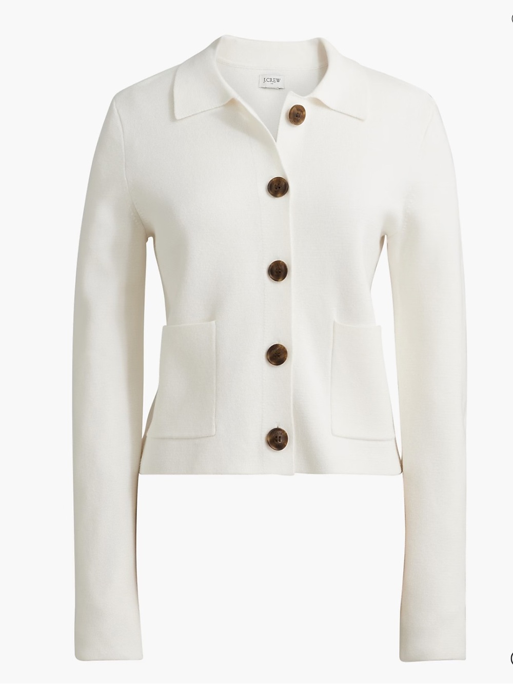 NWT J.Crew Factory Polo Cardigan Sweater Cream Button Front Knit Jacket XS